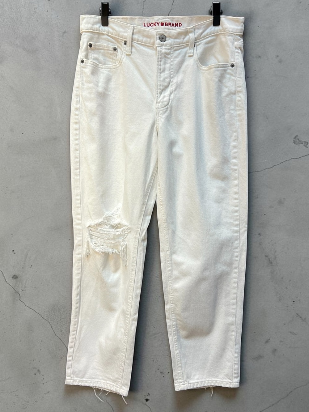 Lucky Brand “Boy Mid Rise Relaxed straight” White Denim